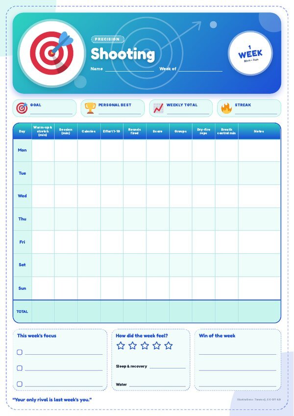 Shooting Tracker – Weekly, Monthly & Yearly Log