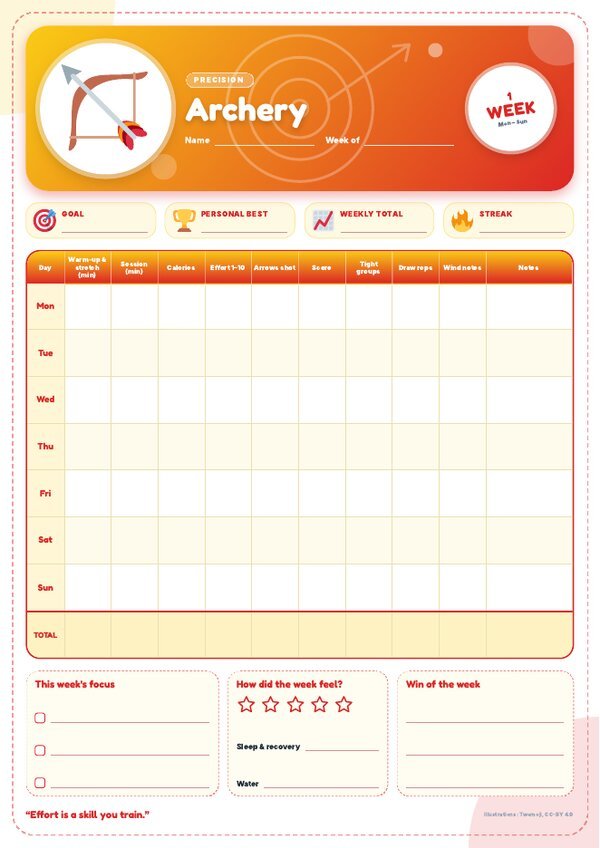 Archery Tracker – Weekly, Monthly & Yearly Log
