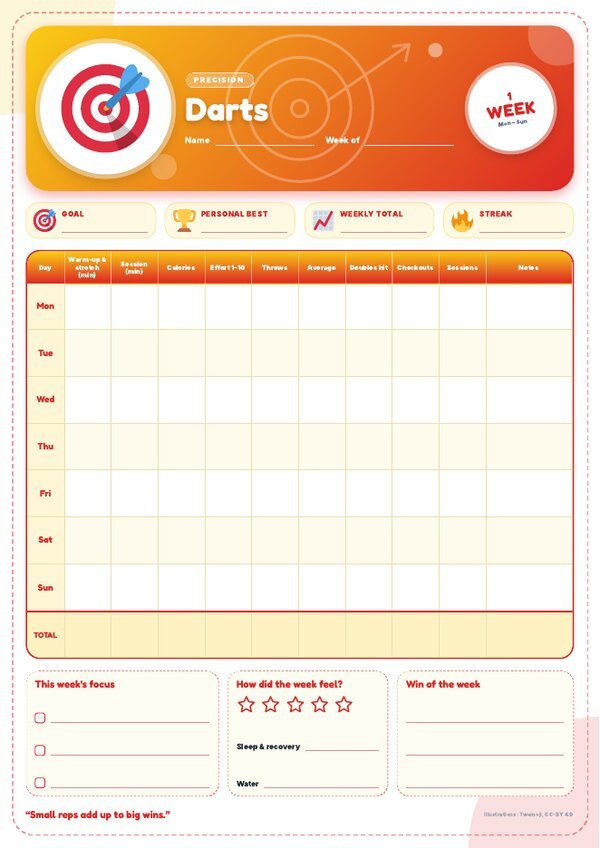 Darts Tracker – Weekly, Monthly & Yearly Log